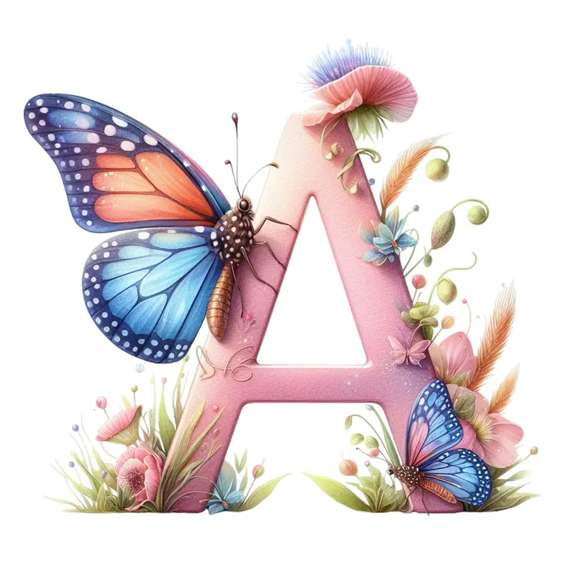 Watercolor Butterfly Letter ''A'' Fabric Panel