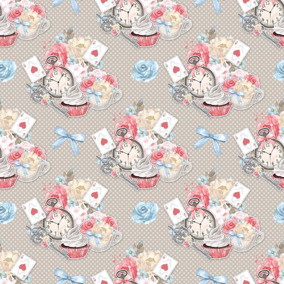 Watercolor Alice in Wonderland Pattern 12 Fabric