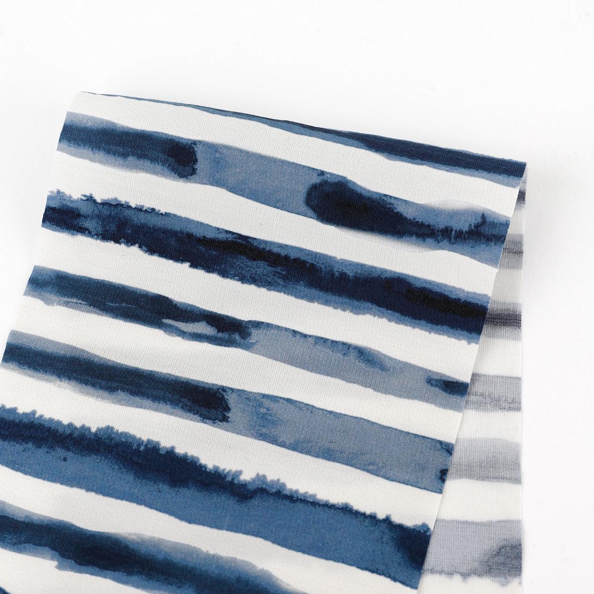 Watercolour Viscose Blend - Navy Stripe