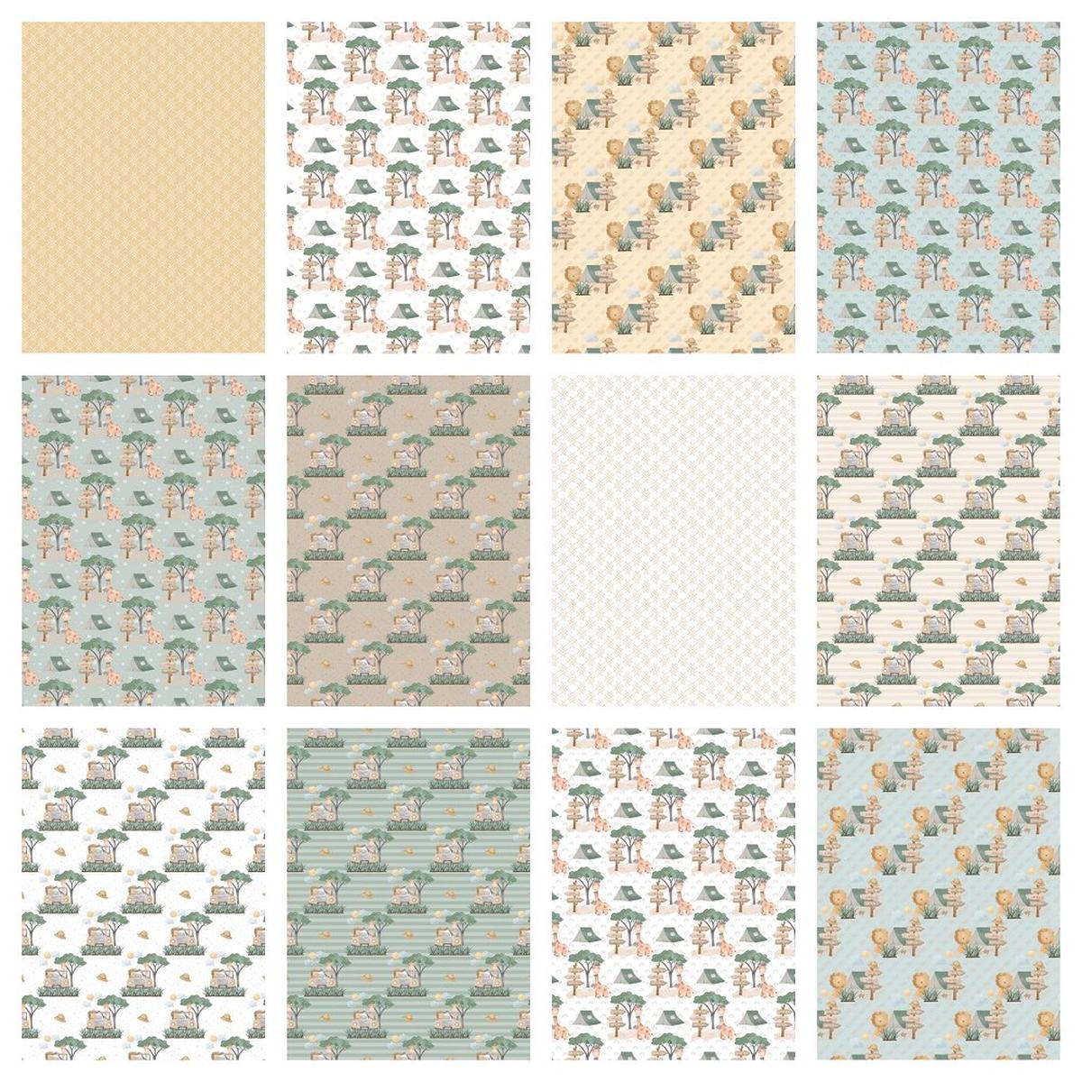 Watercolor Safari Adventure Fat Eighth Bundle - 12 Pieces
