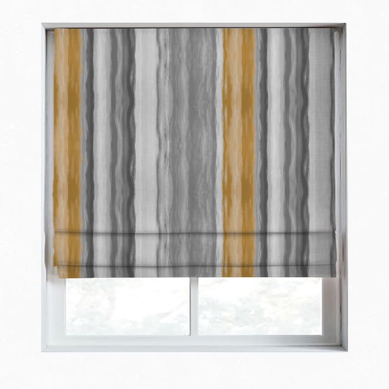 'Rich Flavour' Fabric by the Metre (Grey/ Mustard Yellow)