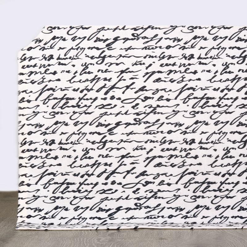 'Handwritten' Fabric by the Metre (Paper White/ Ink Black)