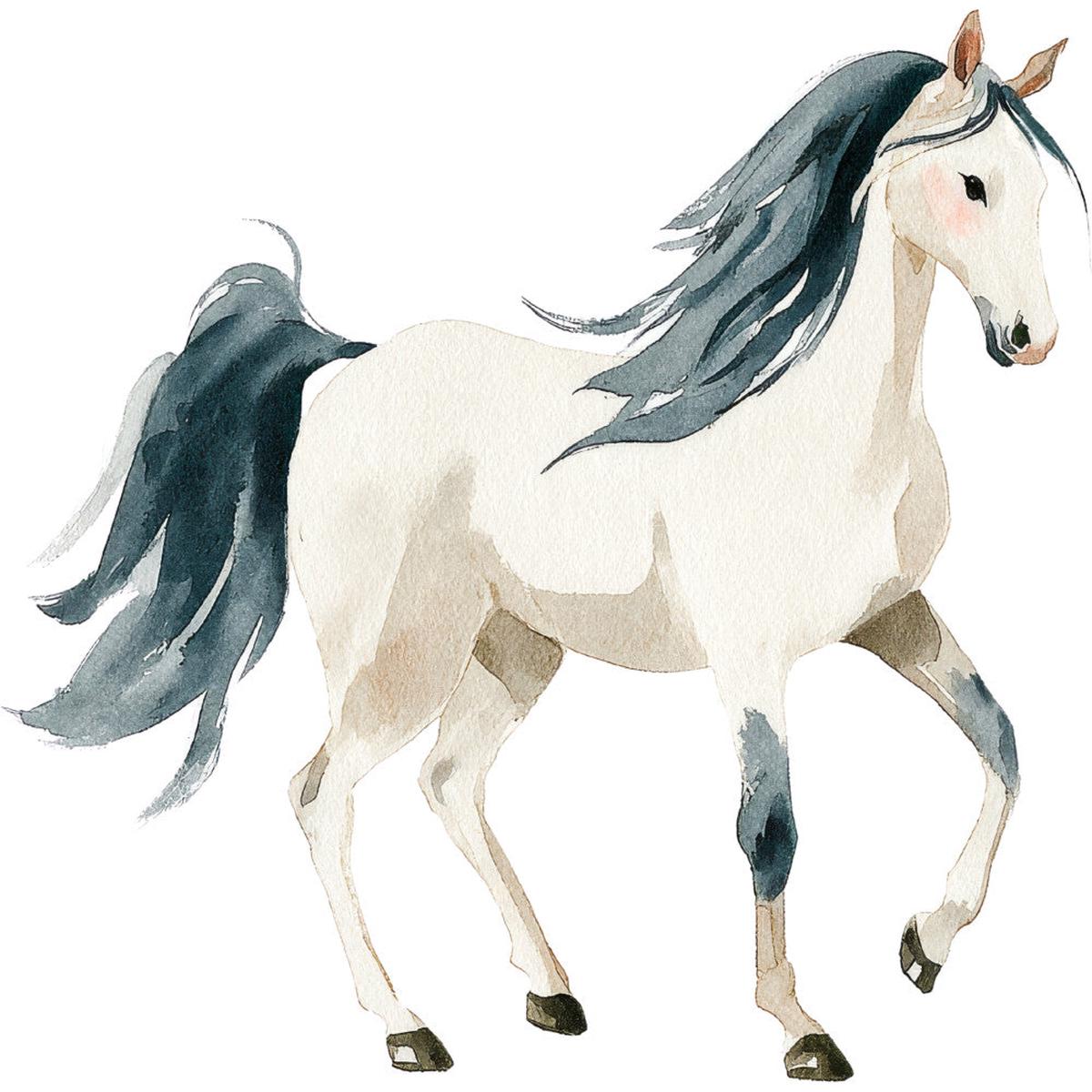 Watercolor Horses Fabric Panel 44
