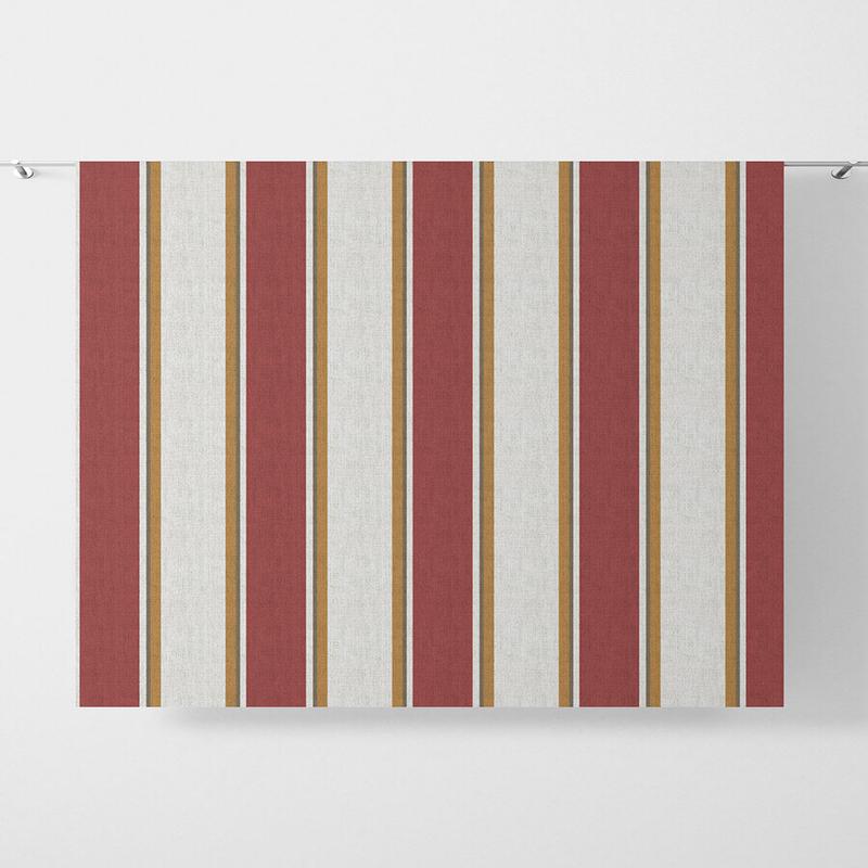 'Jeffer Valley' Fabric by the Metre (White & Red)