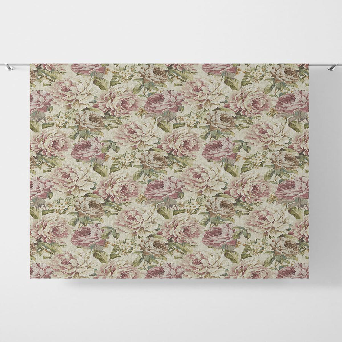 \Royal Gardens\ Fabric by the Metre (Ivory/ Green/ Pink)
