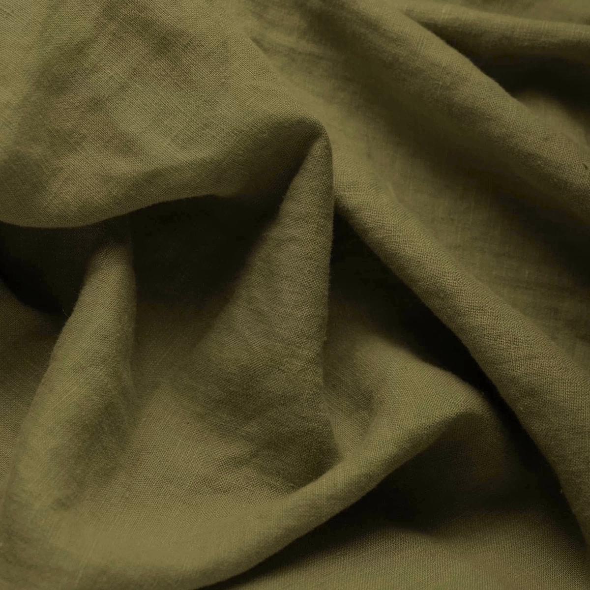 100% Softened Linen Fabric - Khaki 165 g/m
