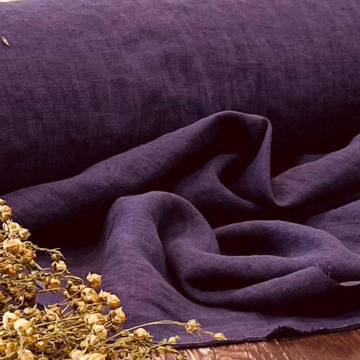100% Softened linen - dark lilac 205 g/m