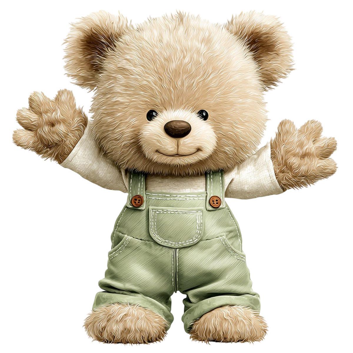 Watercolor Teddy Bear Fabric Panel 19