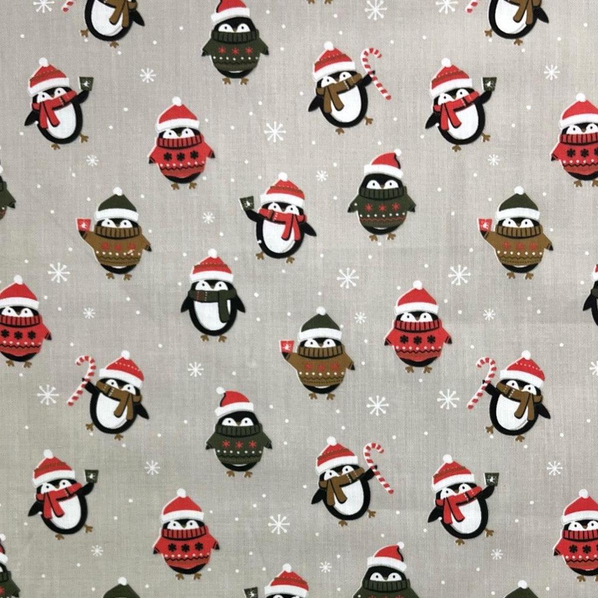 Winter Penguins Polycotton Fabric