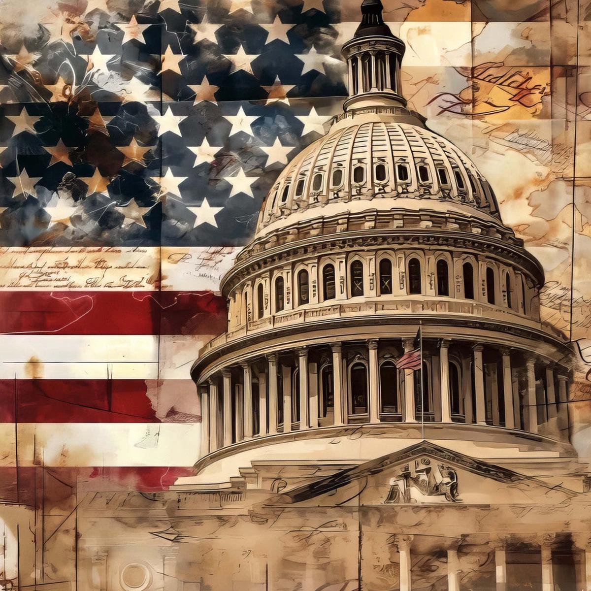 Vintage Patriotic Fabric Panel 12