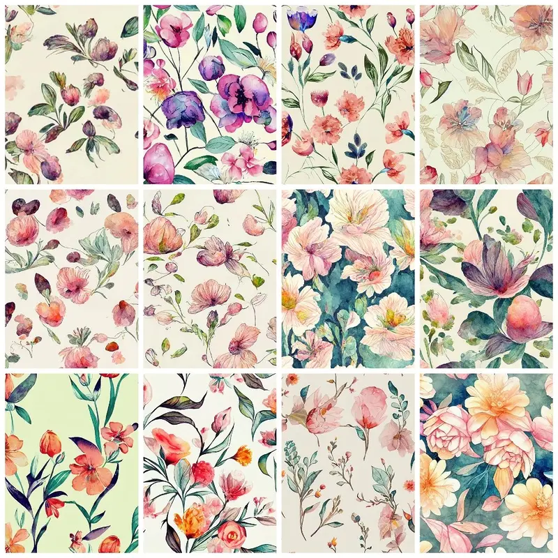 Watercolor Vintage Floral Fat Quarter Bundle - 12 Pieces
