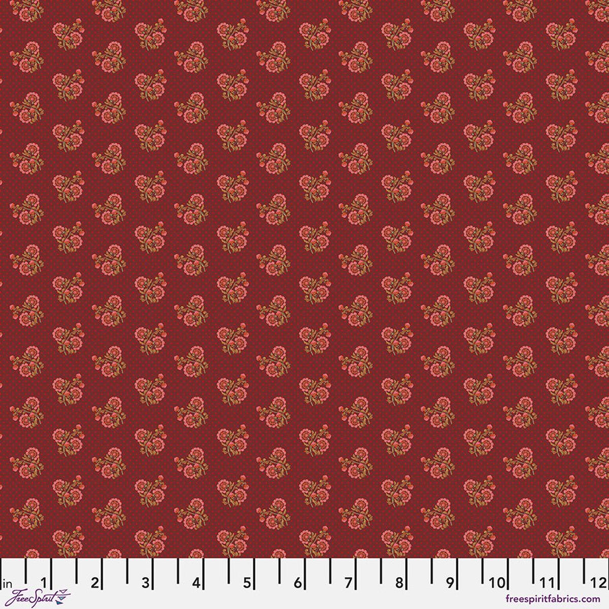 Vintage Cloth Quilt Fabric - Crepes Floral in Chateau Red - PWSK080.CHATEAU