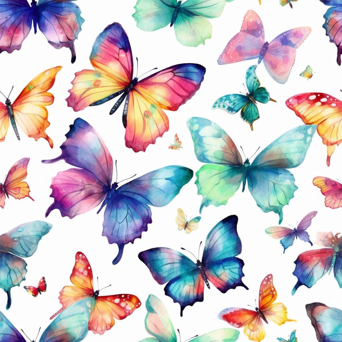 Watercolor Butterflies Pattern 9 Fabric