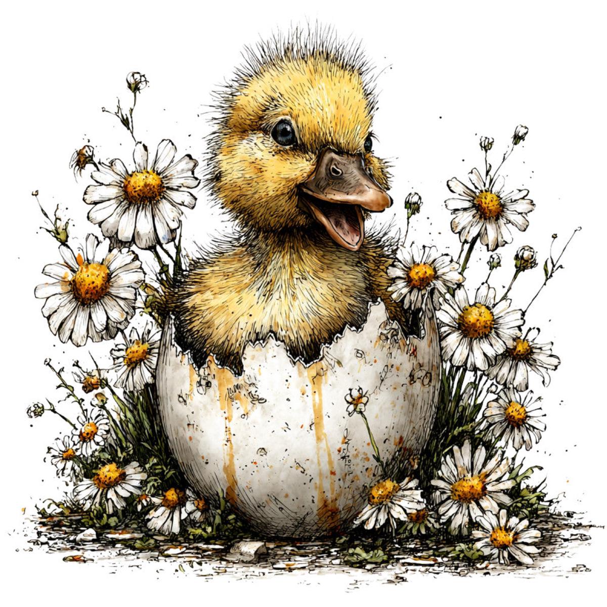 Whimsical Spring Duck Fabric Panel 9