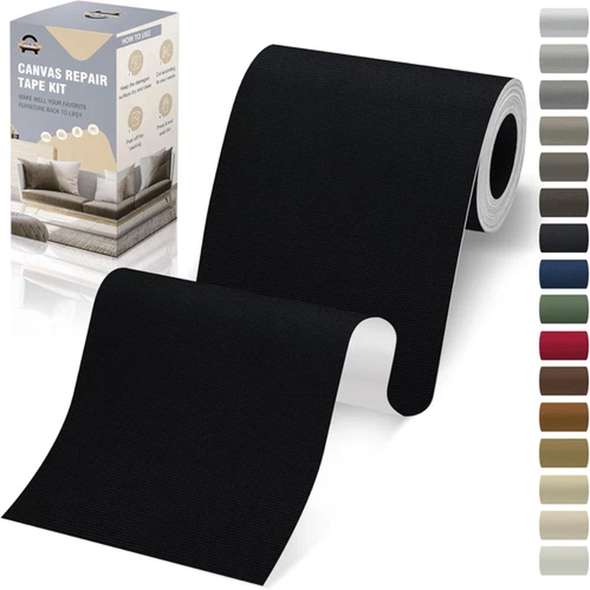 4 X 79 Inch Canvas Repair Patches Canvas Fabric Patch Self-Adhesive Fabric Repai