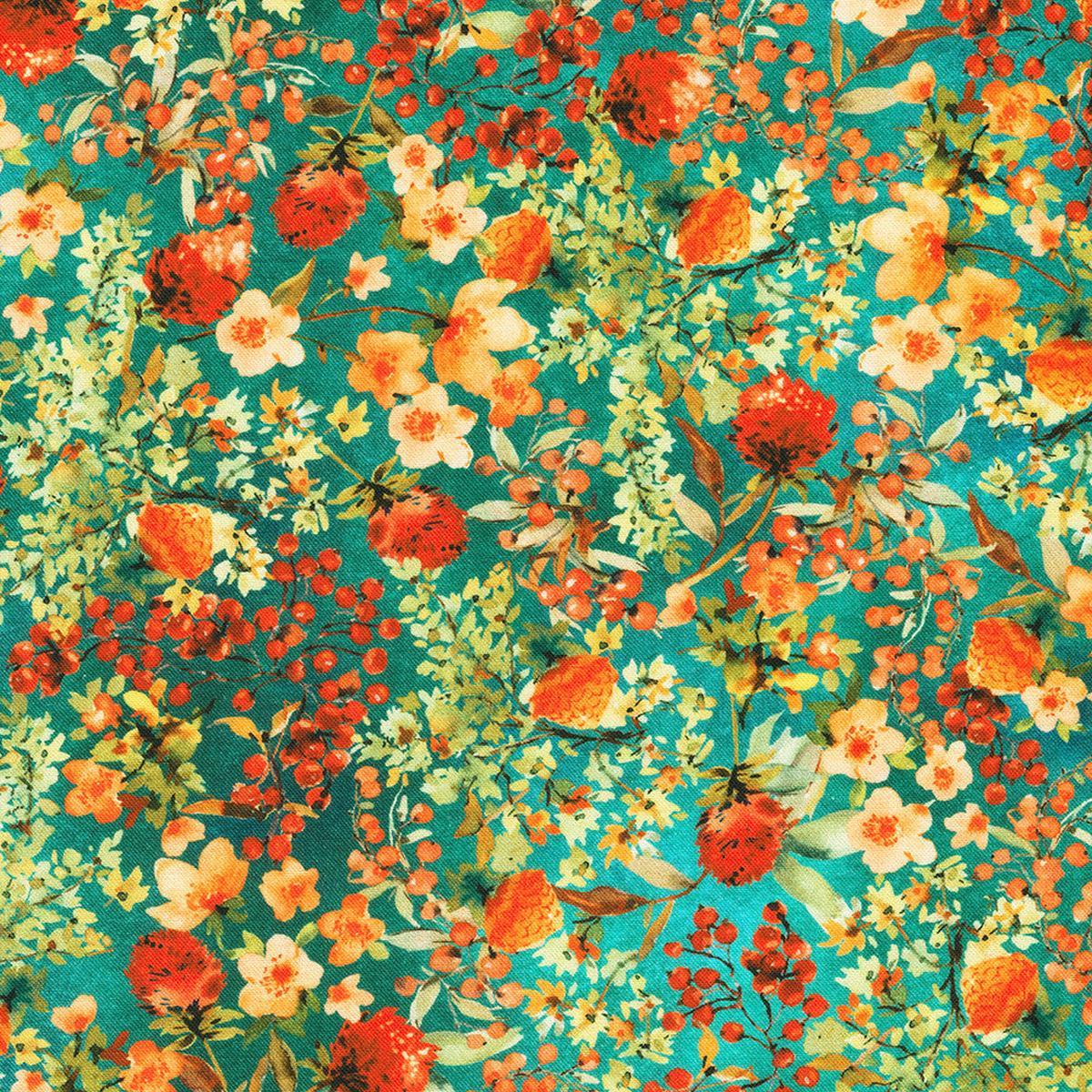 TURQUOISE  Florals by Lauren Wan from Sunlit Garden  -- Robert Kaufman