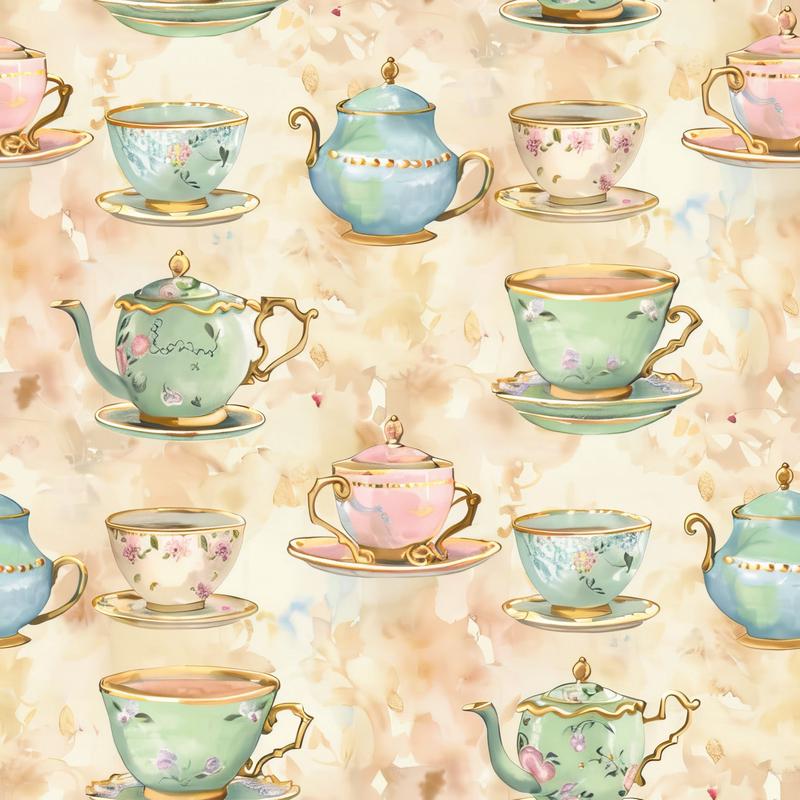 Whimsical Tea Party Pattern 7 Quilting Cotton Fabric