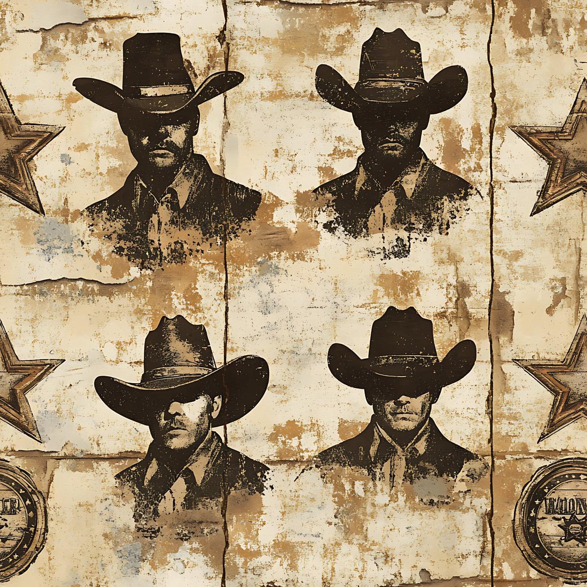 Wild West Wanted Signs Pattern 17 Quilting Cotton Fabric