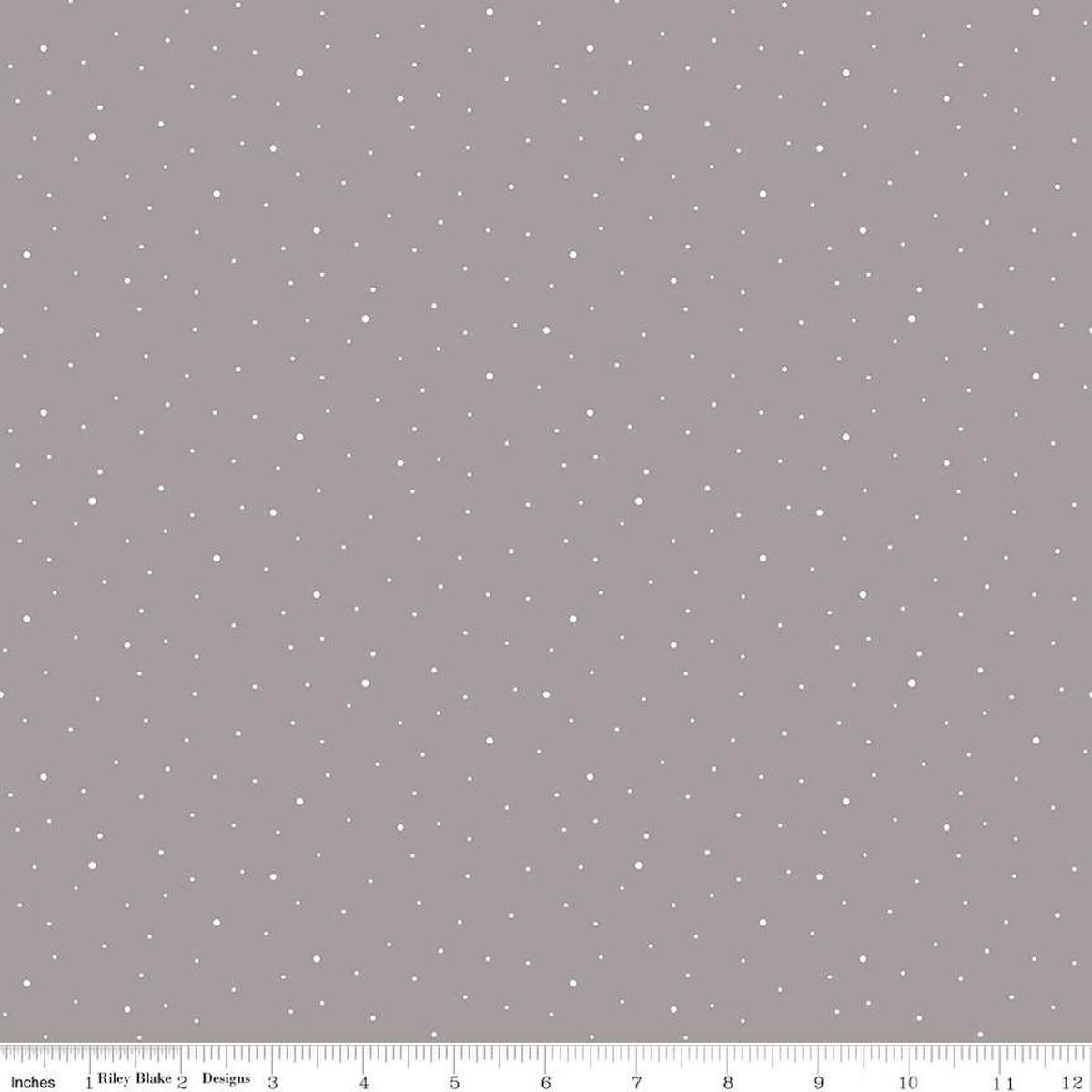 3-Yard Cut - SALE Dapple Dot WIDEBACK WB640 White on Riley Gray - Riley Blake Designs - 108