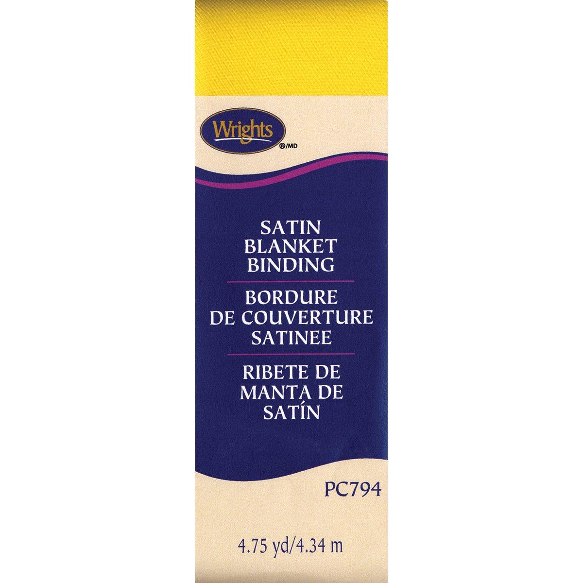Wrights Single Fold Satin Blanket Binding, 2 by 4-3/4-Yard ( 54 Colors to choose from) - Canary