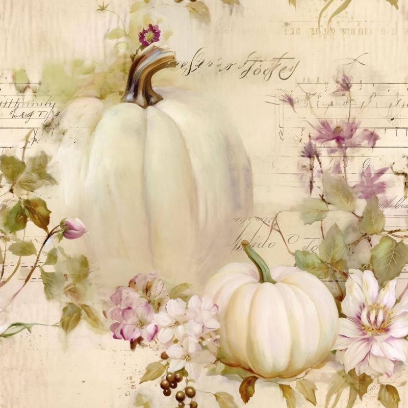 White Fall Pumpkins Pattern 16 Quilting Cotton Fabric