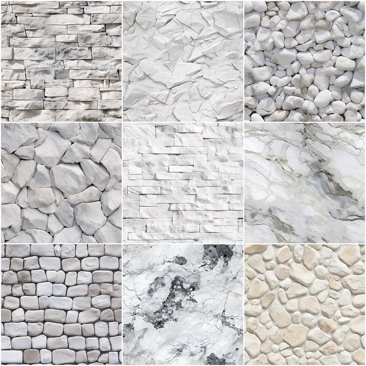 White Stone Texture Fat Quarter Bundle - 9 Pieces