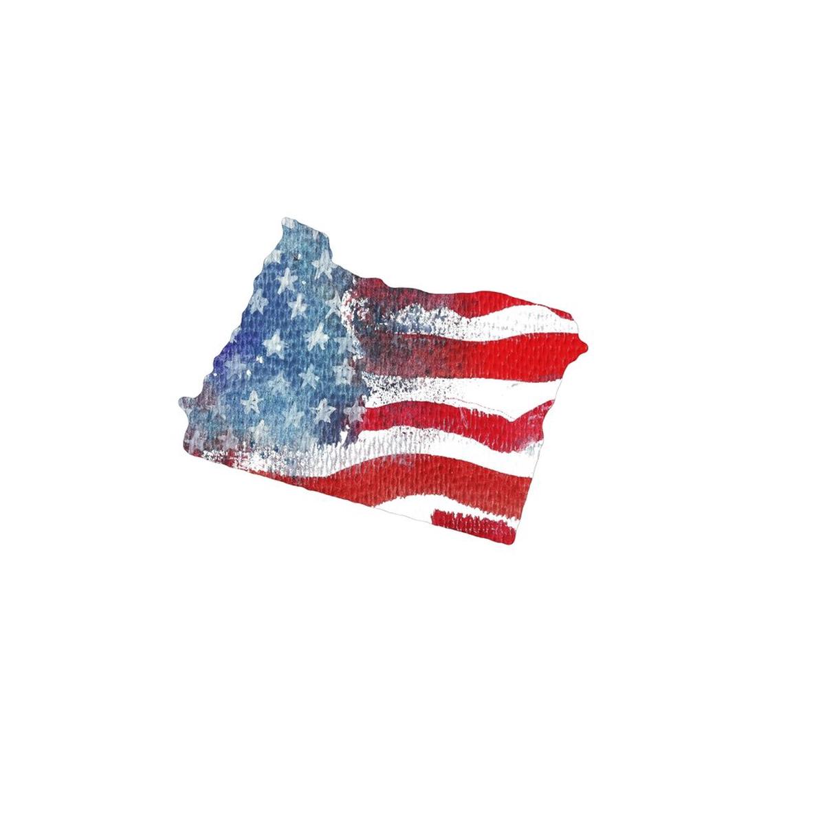 Watercolor Textured Flag Fabric Panel - Oregon