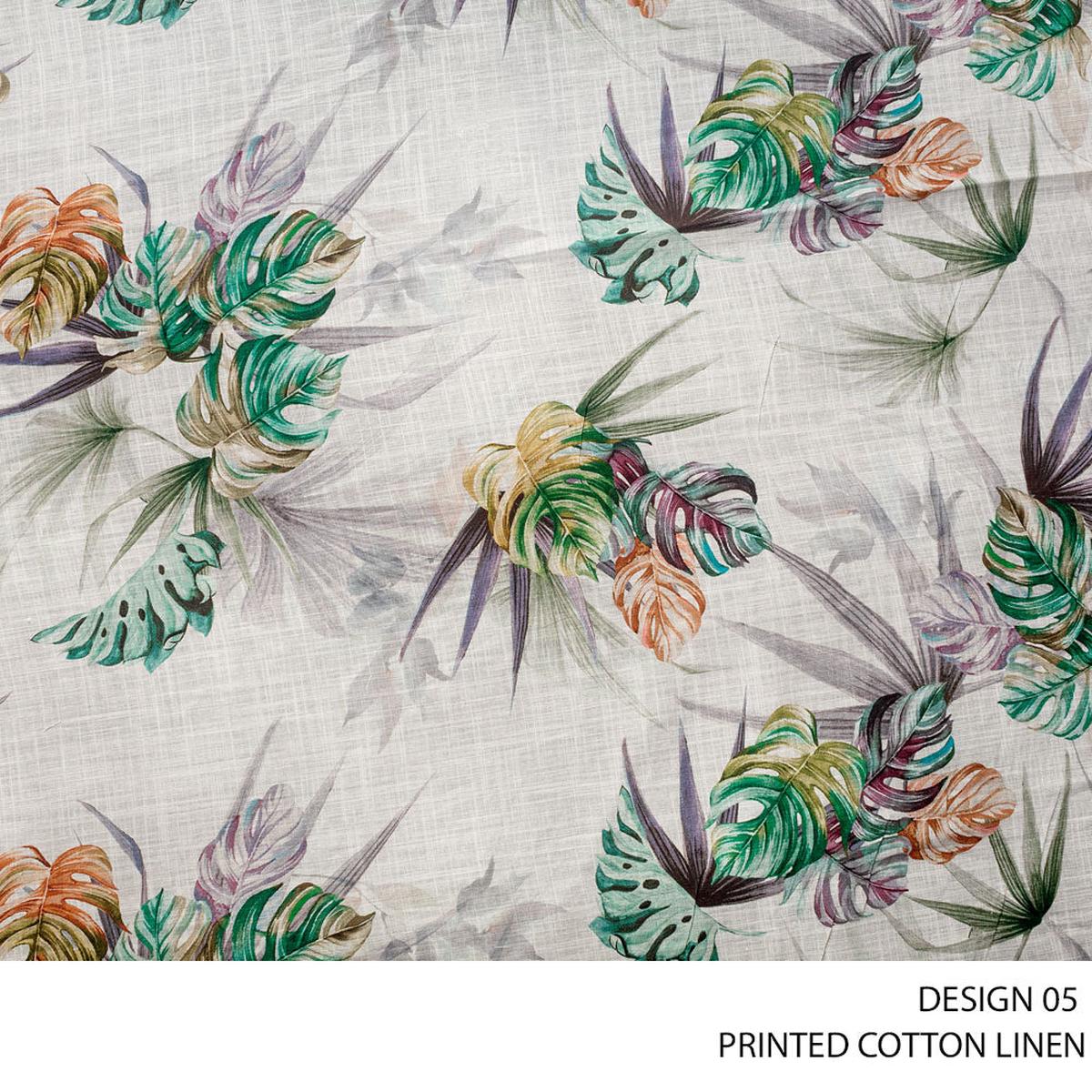 COTTON LINEN PRINTED D#4 FABRIC 140CM SEA GREEN ROLL ROLL 001