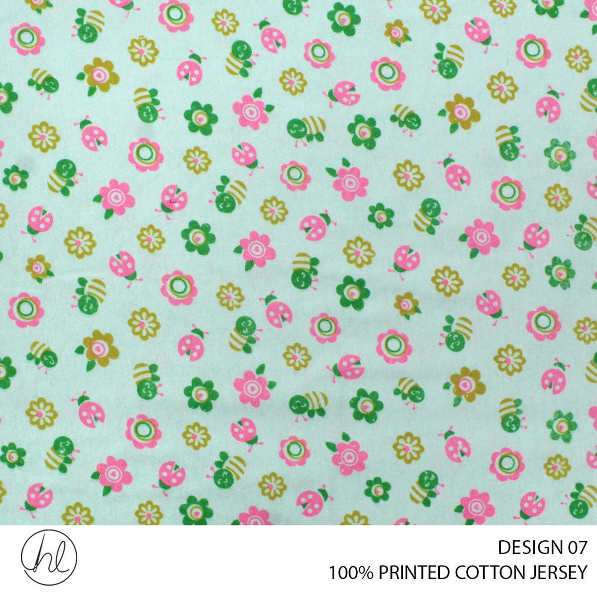 100% PRINTED COTTON JERSEY DESIGN 07 150CM WIDE PER M51