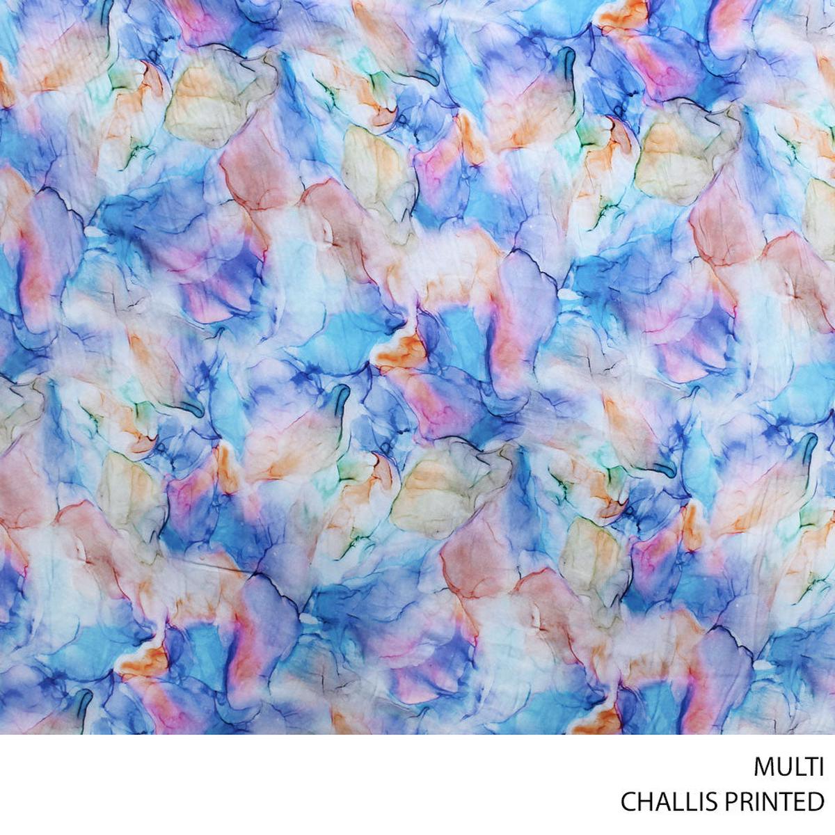 CHALLIS PRINTED FABRIC 140CM MULTI ROLL ROLL 001