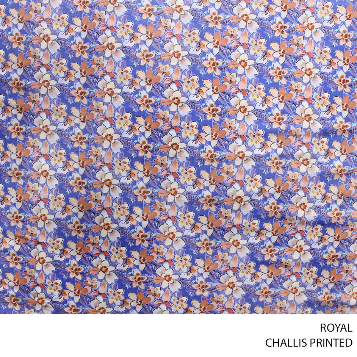 CHALLIS PRINTED FABRIC 140CM ROYAL ROLL ROLL 001