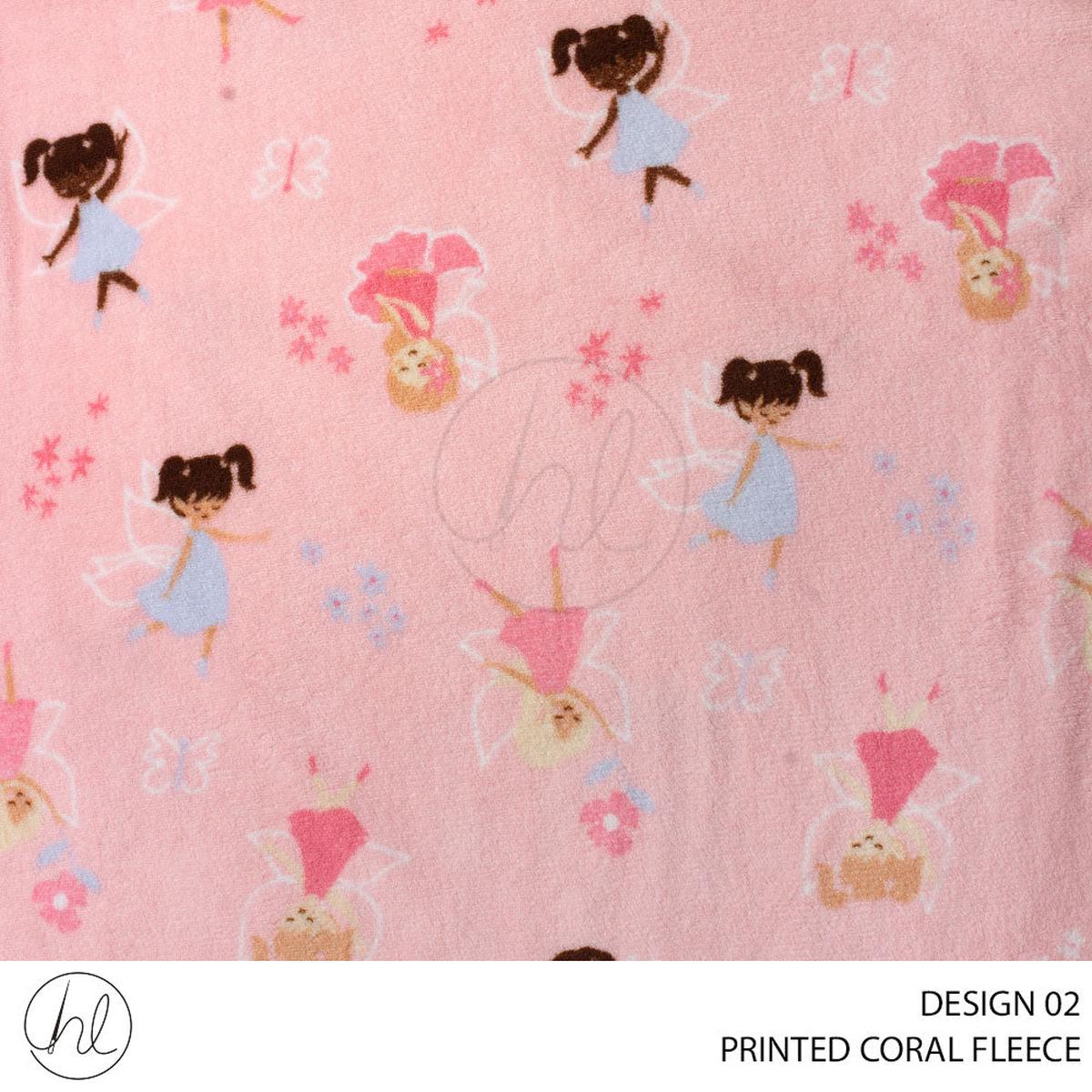 CORAL FLEECE PRINTED FABRIC PINK ROLL ROLL 001
