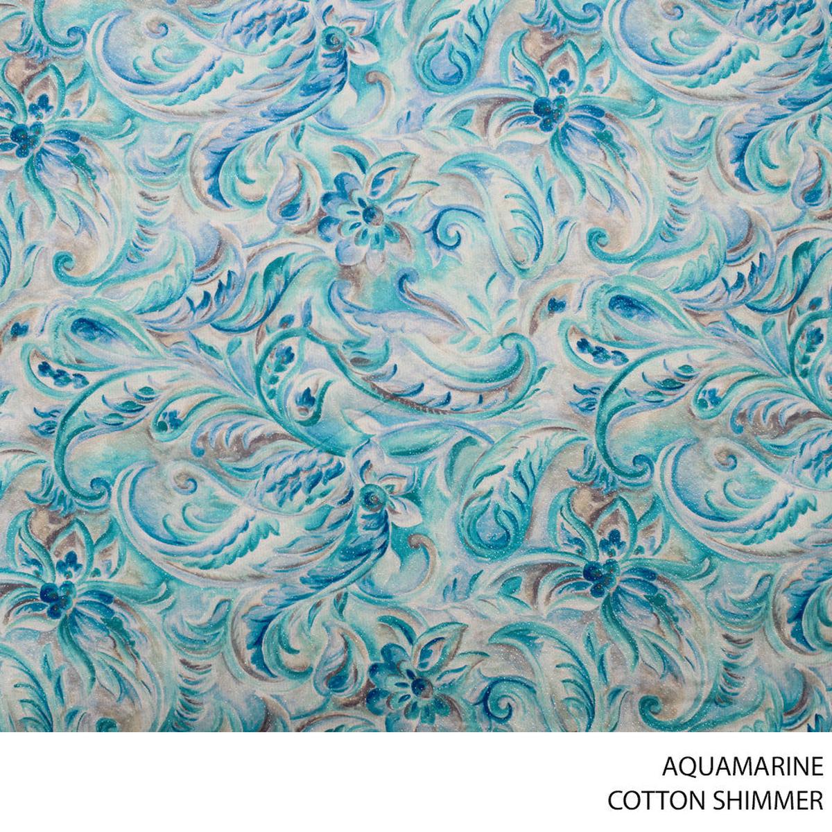 COTTON SHIMMER FABRIC 150CM AQUAMARINE ROLL ROLL 002