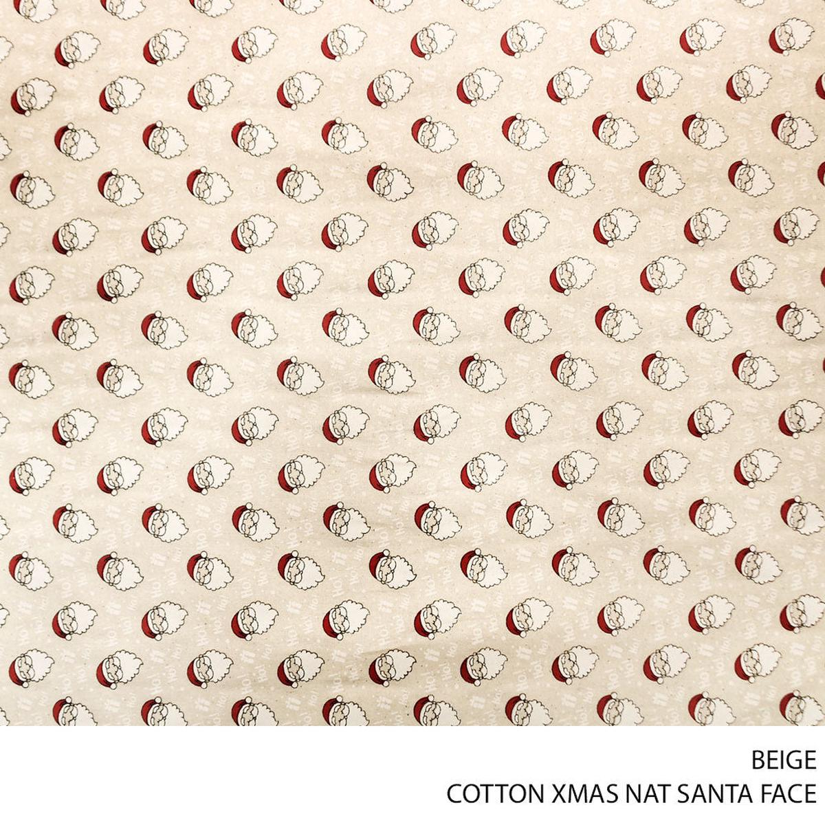 COTTON XMAS NAT SANTA HEADS BEIGE ROLL ROLL 001