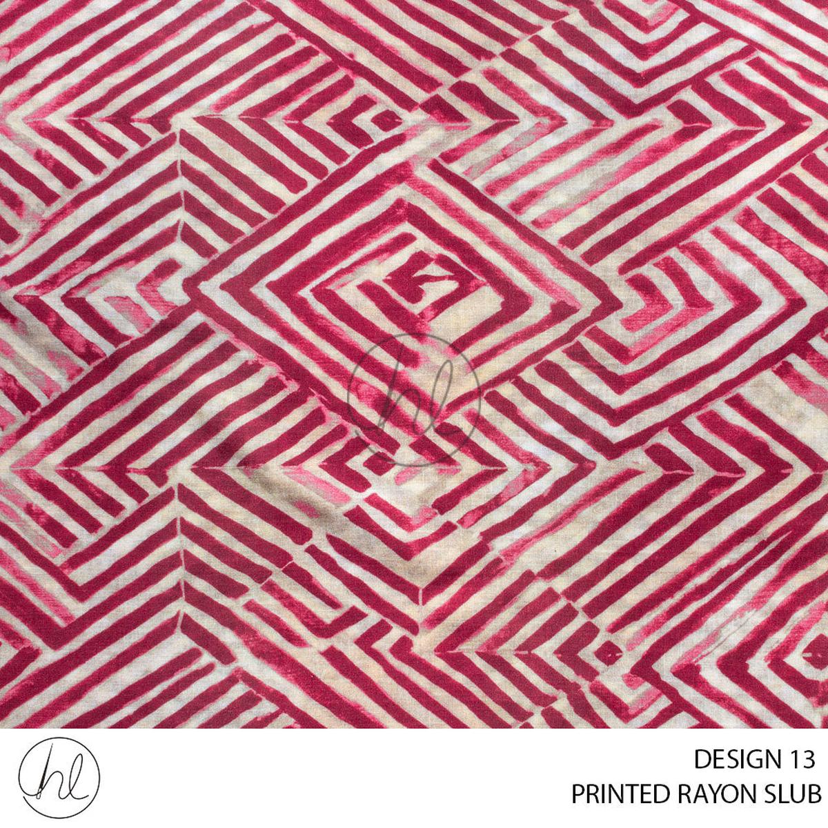 Printed Rayon Slub 56 Pink Design 13 140cm Per M