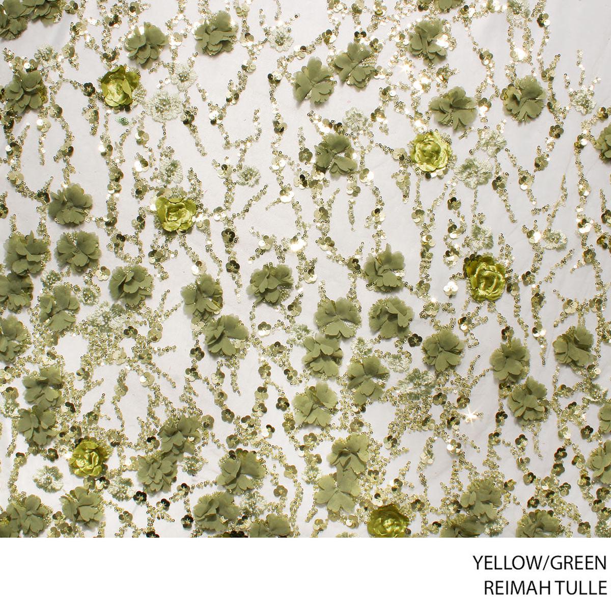 REIMAH FABRIC 140CM YELLOW/GRN ROLL ROLL 001