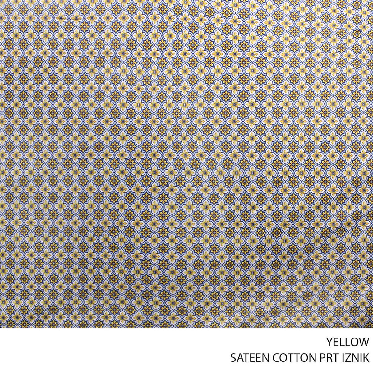 SATEEN COTTON PRT IZNIK FABRIC YELLOW