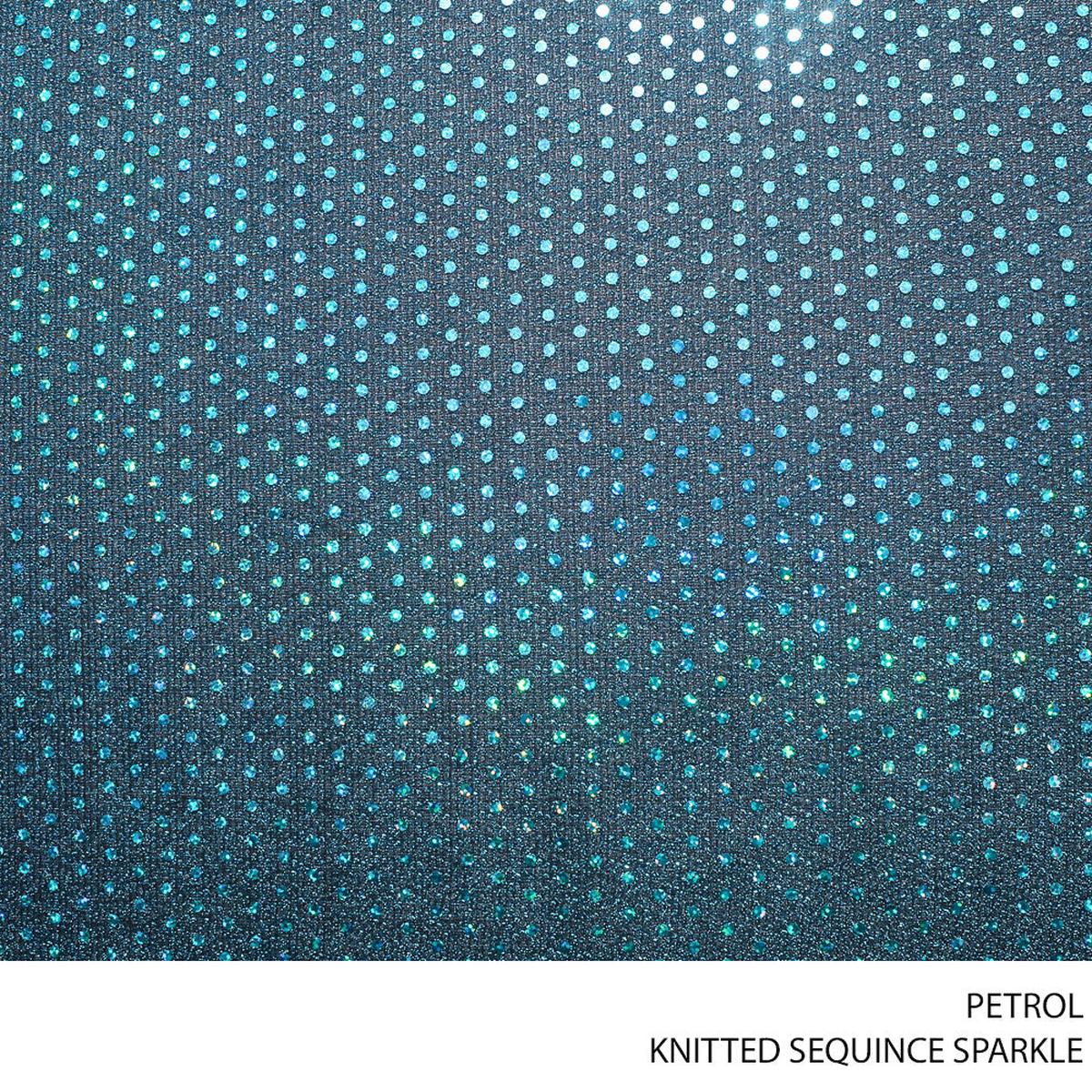 SEQUINCE KNITTED SPANGLE FABRIC 150CM PETROL