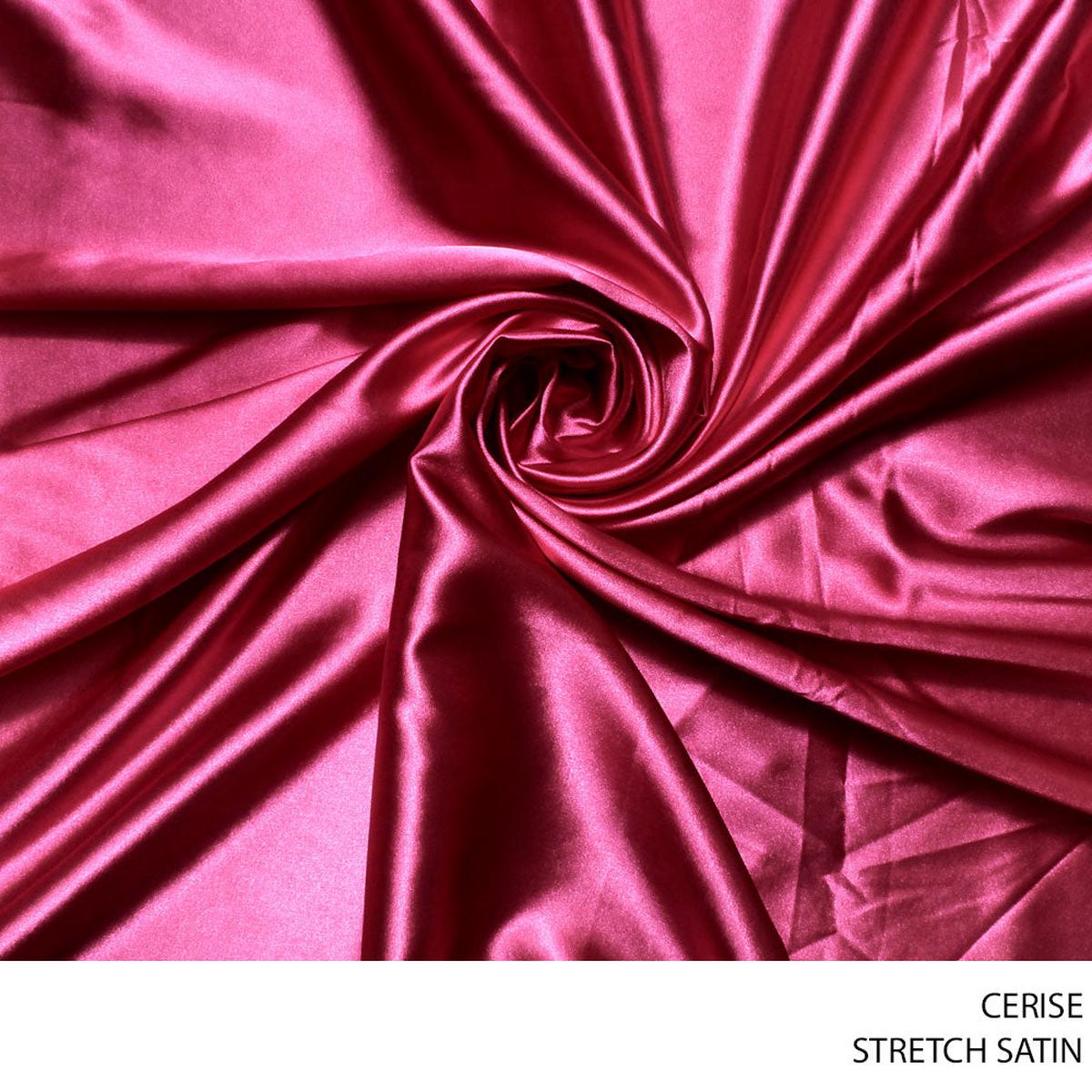 STRETCH SATIN FABRIC 150CM CERISE