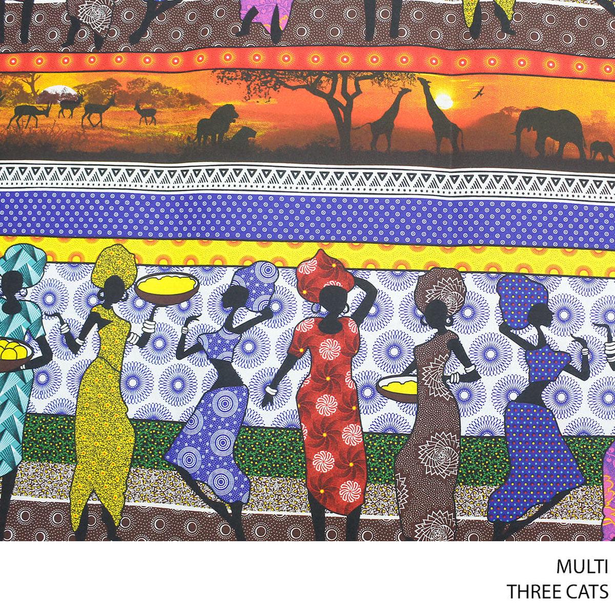 THREE CATS FANCY FABRIC 90CM MULTI ROLL ROLL 001