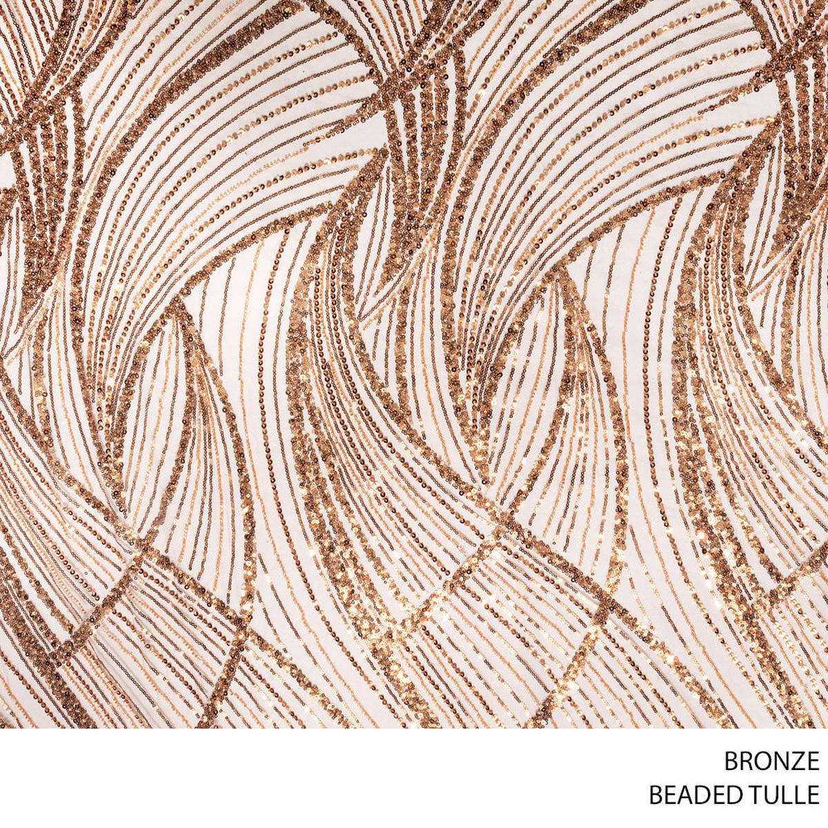 TULLE BEADED FABRIC D#11 130CM BRONZE ROLL ROLL 001