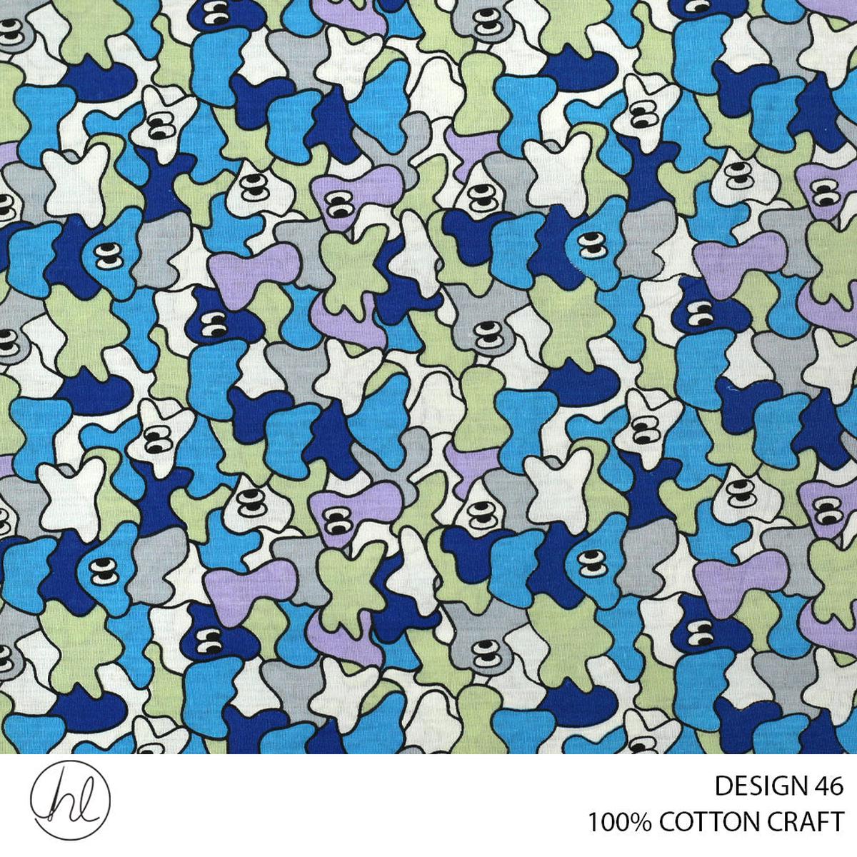 COTTON CRAFT PUZZLE EYES FABRIC BLUE ROLL ROLL 001