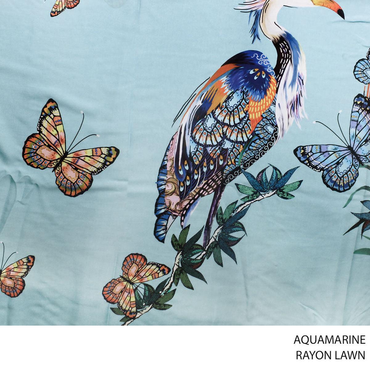 RAYON LAWN FABRIC AQUAMARINE ROLL ROLL 001