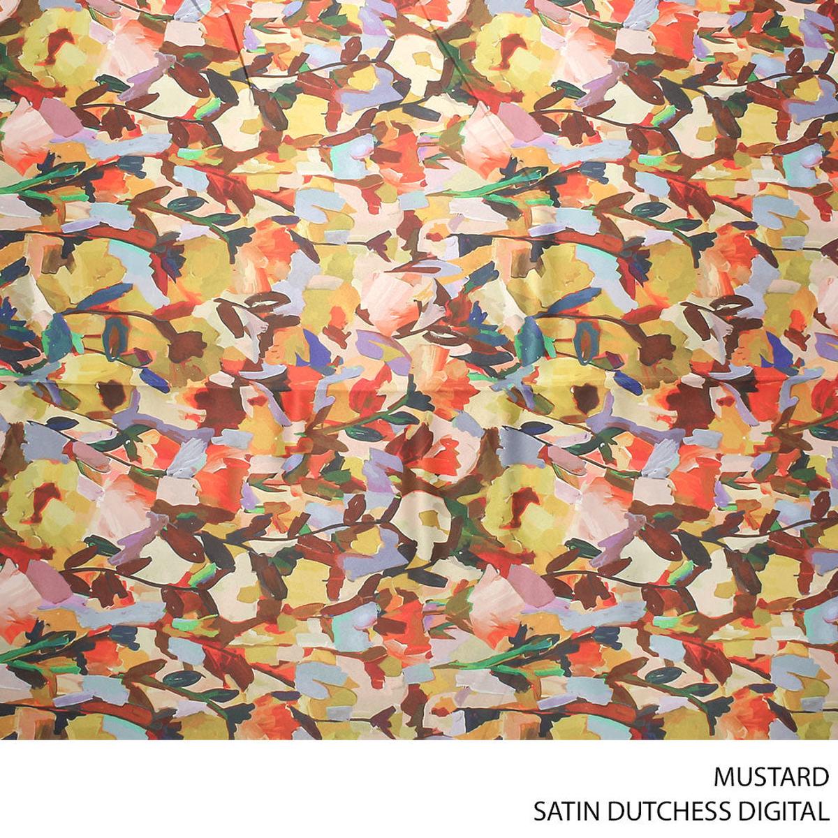 SATIN DUTCHESS DIGITAL FABRIC MUSTARD