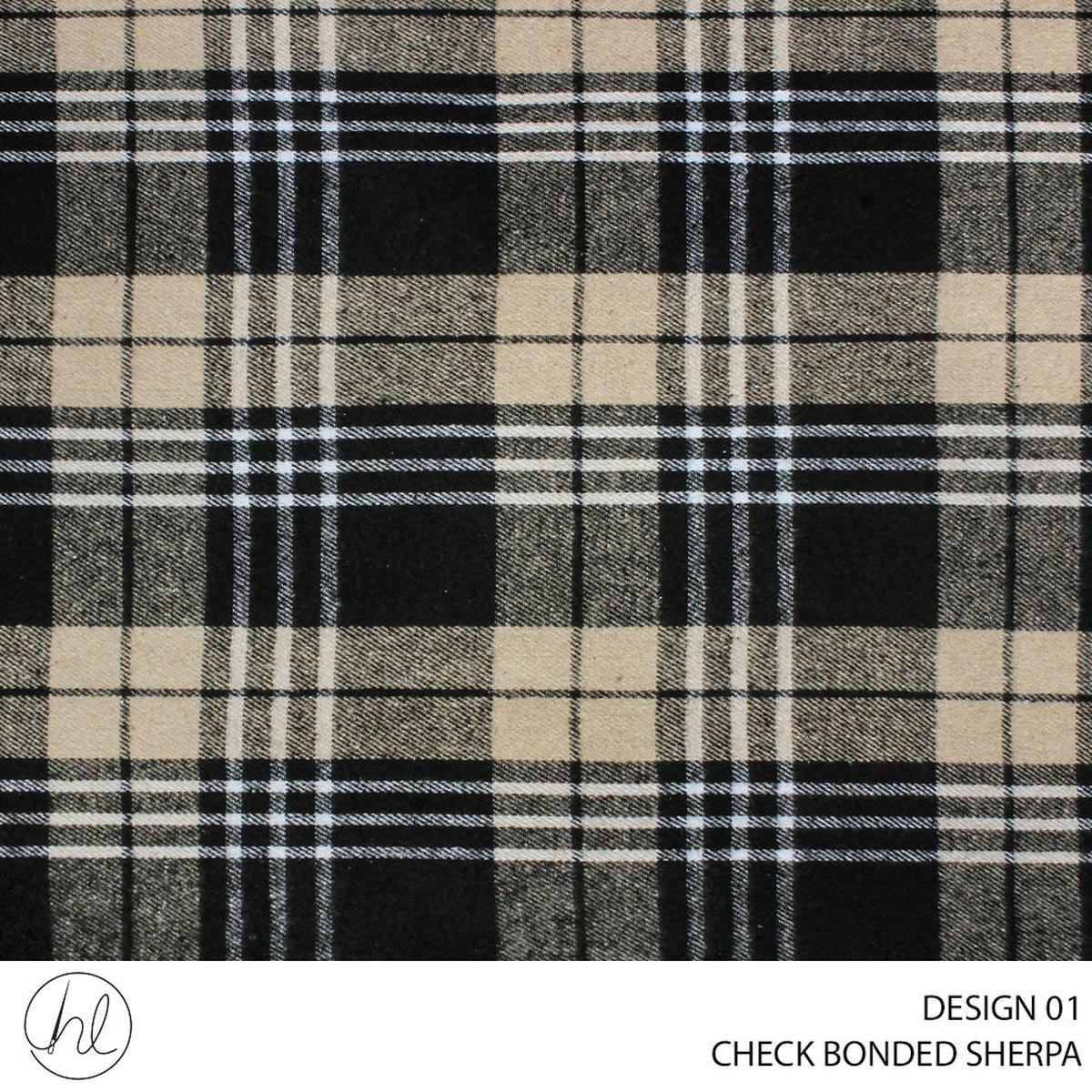 SHERPA BONDED CHECK FABRIC 150CM BEIGE ROLL ROLL 001