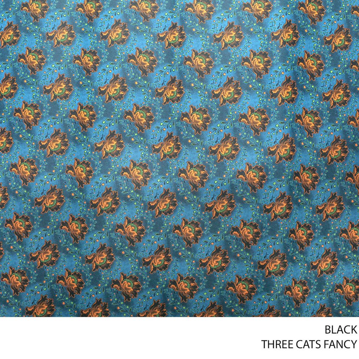 THREE CATS FANCY FABRIC 90CM BLACK ROLL ROLL 009