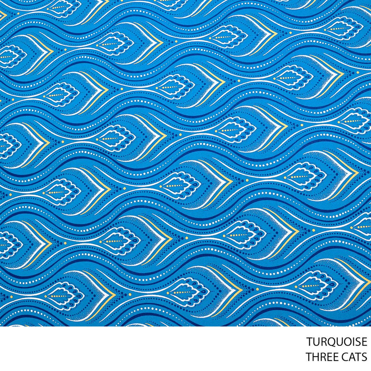 THREE CATS FANCY FABRIC TURQUOISE ROLL ROLL 020