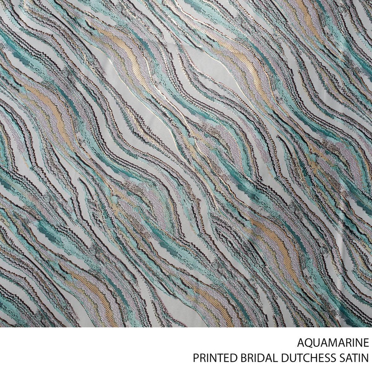 BRIDAL DUTCHESS SATIN PRT FABRIC AQUAMARINE