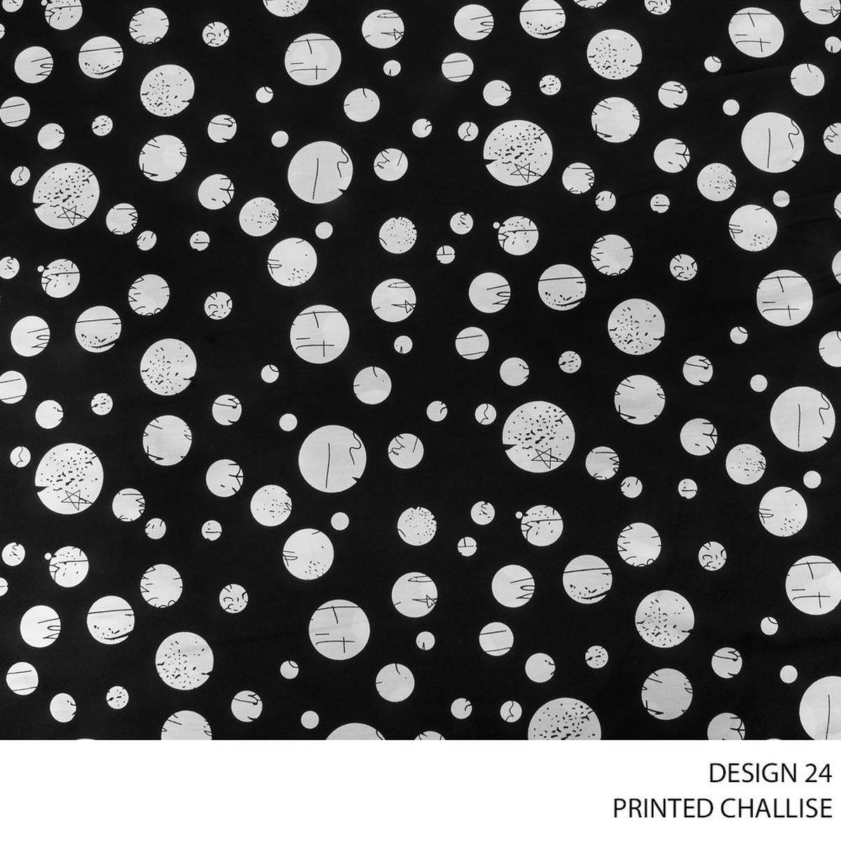 CHALISE PRINTED FABRIC 140CM BLACK ROLL ROLL 004