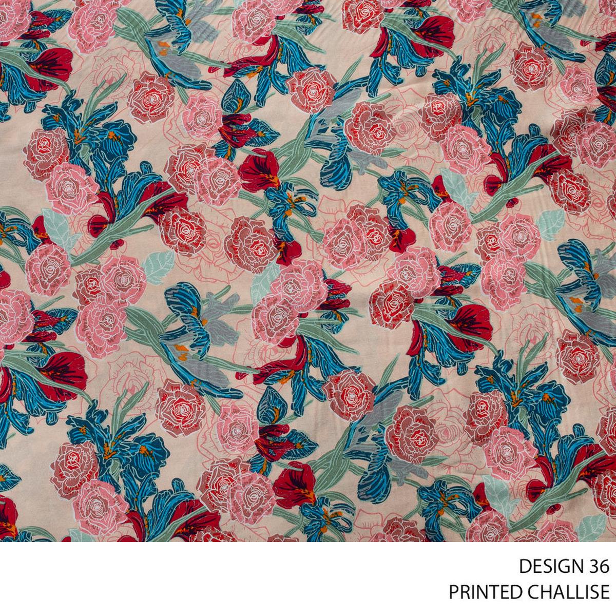 CHALISE PRINTED FABRIC 140CM SEASHELL ROLL ROLL 001